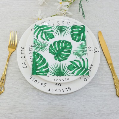 跨境双层植物印花餐巾纸方形装饰纸巾酒吧高档西餐厅派对装饰纸巾图2