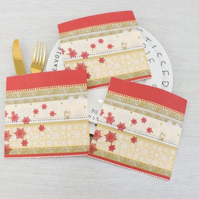 跨境圣诞节日印花餐巾纸无香双层印花彩色麋鹿条纹一次性高档纸巾图4