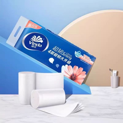 维达卷纸超韧无芯卷纸4层78克3提卫生纸家用实惠纸巾厕纸整箱实芯图3