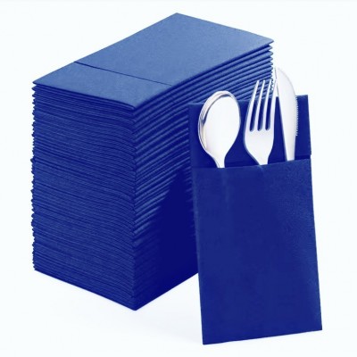 口袋折刀叉包一次性无尘餐巾纸印logo原生木浆纸西餐纸巾印花纸巾图4