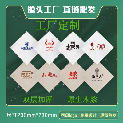 可定制logo餐巾纸方巾纸整箱正方形纸巾商用散装酒店奶茶餐厅纸巾图2