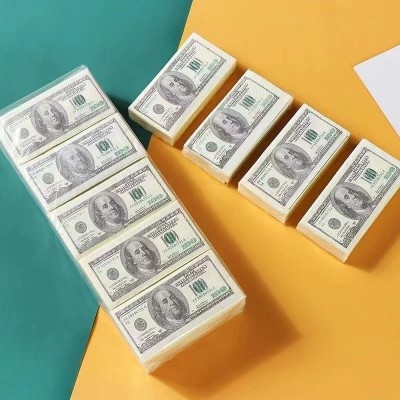 仿真美元印花纸巾原木浆餐巾纸便携手帕纸美钞抽纸卷纸系列代发图3