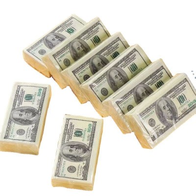 仿真美元印花纸巾原木浆餐巾纸便携手帕纸美钞抽纸卷纸系列代发图5