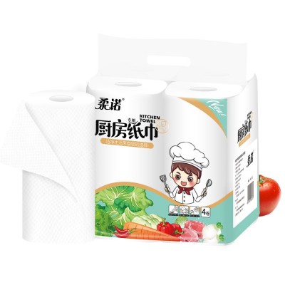 厂家批发厨房纸巾擦手纸吸油吸水纸厨房用纸4卷整箱一件代发图4