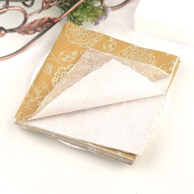 色玫瑰印花餐巾纸餐垫纸线描花朵口布婚宴餐厅杯花纸一件代发图3