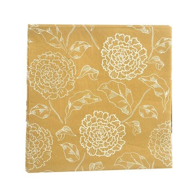 色玫瑰印花餐巾纸餐垫纸线描花朵口布婚宴餐厅杯花纸一件代发图4