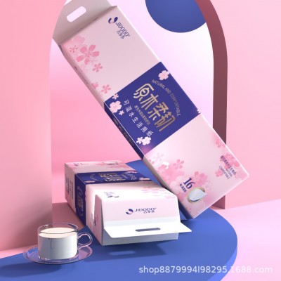 吉多多浪漫樱花亲肤绵柔家用去污干湿两用加厚家庭装母婴卷纸图3