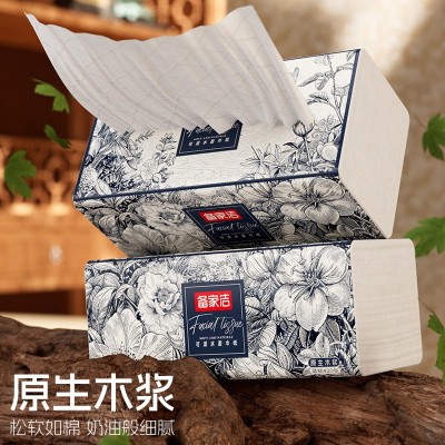 备佳洁纸抽整箱复古插画大包纸巾原生木浆家用卫生纸餐巾纸批发图4