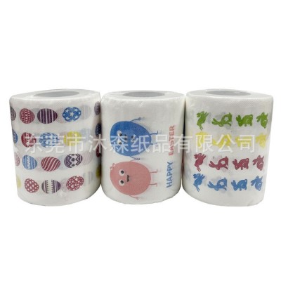 复活节系列纸巾复活节之兔子图案印刷卷纸兔子图案印花厕纸图2