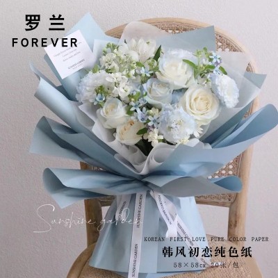 罗兰ins韩风初恋简约纯色纸鲜花包装欧雅纸哑光防水雾面花束礼品图3