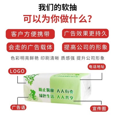 塑料软包抽纸小批量定制印logo宣传广告软包纸巾餐巾纸餐 厅卫生纸图4