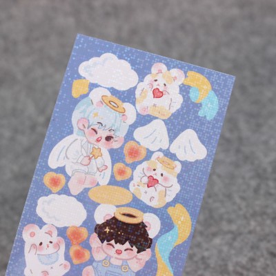 贴纸定制小批量韩系镭射手账PVC贴纸防水透明不干胶贴纸定做咕卡图5