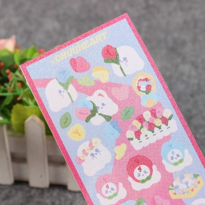 贴纸定制小批量韩系镭射手账PVC贴纸防水透明不干胶贴纸定做咕卡图3