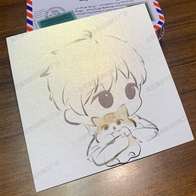 广东佛山厂家专业定制珠光纸小卡片彩色印刷高档卡通人物特种纸印图2