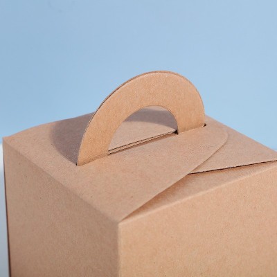 定制沙拉包装盒 外卖食品小蛋糕盒牛皮纸胶印纸质礼品盒带提手图3