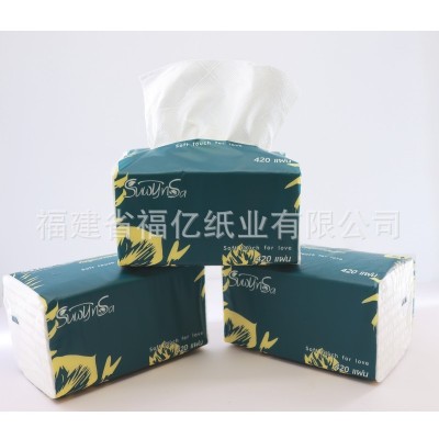 厂家直供出口外贸软抽家用纸巾 餐厅抽取式原生木浆软抽批发