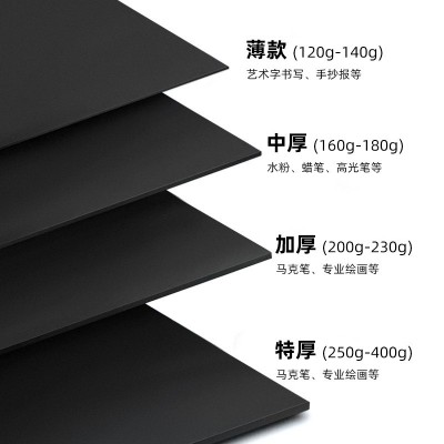 黑卡纸A3/A4黑卡4K8开厚卡纸黑色手工画纸名片纸绘画美术卡纸圆形图2
