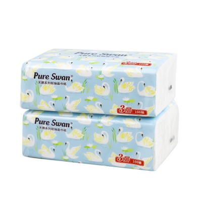 PureSwan 15*19cm 3层100抽木浆抽纸 细腻柔软 软抽现货一箱36包图5