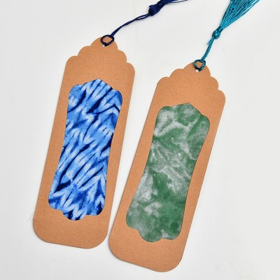 牛皮纸扎染空白diy书签套材料包布艺镂空手工扎染布文创国风图2