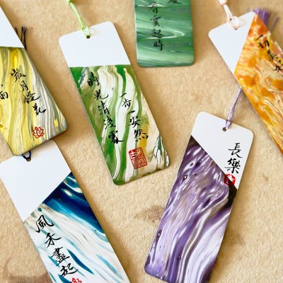 漂漆书签大漆古风空白纸质卡片diy手工自制学生创意国风制作流苏图2