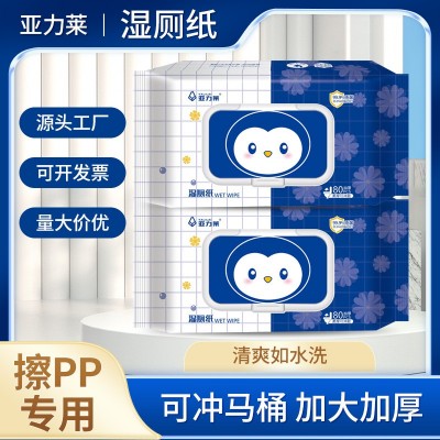湿厕纸80抽家用可冲散擦屁股如厕湿巾男女私处清洁护理湿厕巾批发图3