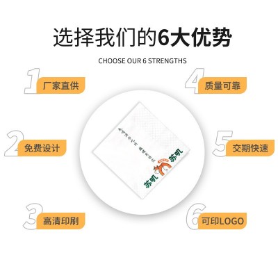 厂家直供餐巾纸整箱散装方巾纸可印logo西餐厅饭店外卖广告纸巾图5