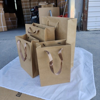 可印刷logo 现货批发 全木浆牛皮纸 手提袋 礼品袋购物袋图2