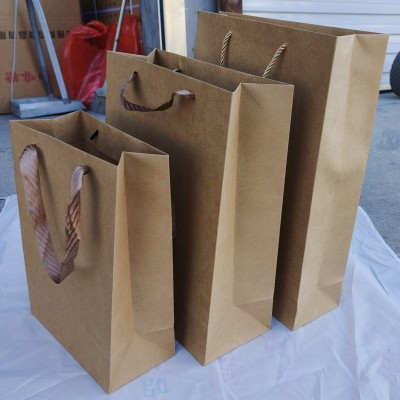 可印刷logo 现货批发 全木浆牛皮纸 手提袋 礼品袋购物袋