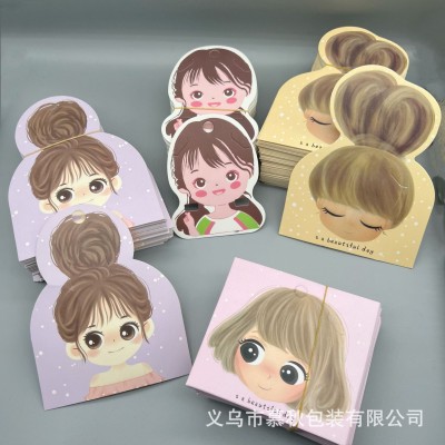 可爱女孩儿童发饰卡片头绳发夹大肠发圈展示包装纸卡DIY 包装配件图4