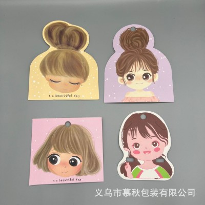 可爱女孩儿童发饰卡片头绳发夹大肠发圈展示包装纸卡DIY 包装配件图3