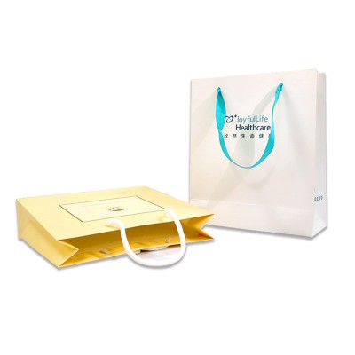 手提纸袋子定制奶黄色烫金礼品小纸袋简约白卡纸手提纸袋定制LOGO图5