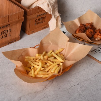 烘焙油纸加厚防油原木色披萨垫纸烧烤炸鸡油炸小食托盘吸油垫纸图3