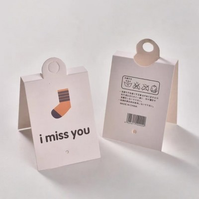 袜子吊牌卡商标logo价格标签高端卡纸卡头袜卡通用包装设计印刷图5