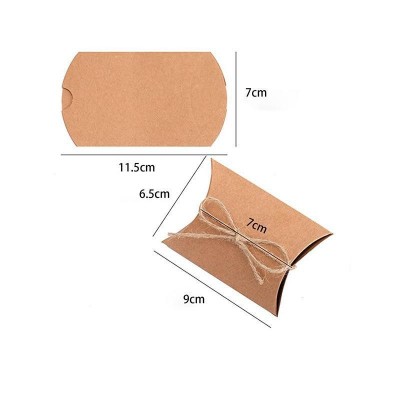 跨境现货欧式麻绳牛皮纸盒枕头盒喜糖盒糖果包装盒婚庆白色礼品盒