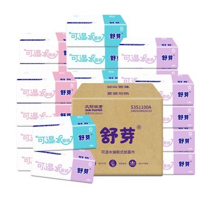 S3S1100A舒芽可湿水系列3层300张30包抽取式面纸（整箱装）图5