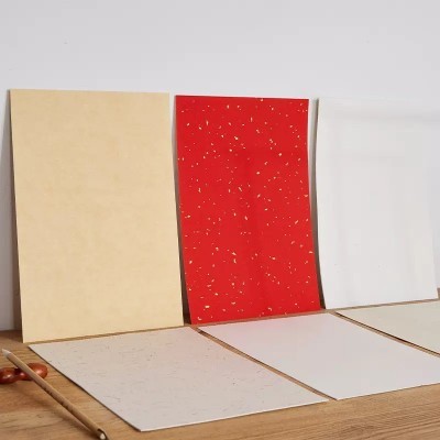 A4A3宣纸卡纸国画书法空白方形软卡半生半熟免装裱万年红斗方镜片图3