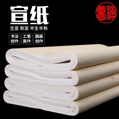 曹楠宣纸书法纸练习纸国画生宣纸半生半熟学生初学者三尺四尺