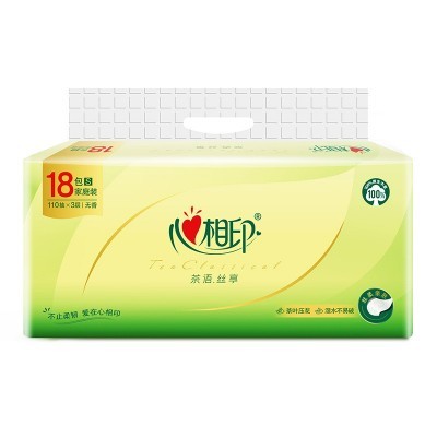 正品心相印纸巾超韧3层110抽18包整箱批发家庭实惠装抽纸一件代发