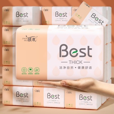 新客专享臻木300张加厚抽纸6包一提擦手纸家用面巾纸批发卫生纸图2