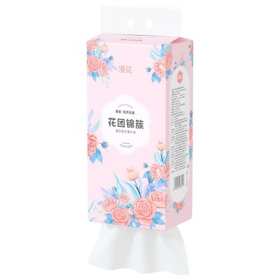 漫花10提悬挂式抽纸家用纸巾整箱面巾纸原木餐巾纸壁挂卫生纸代发图2