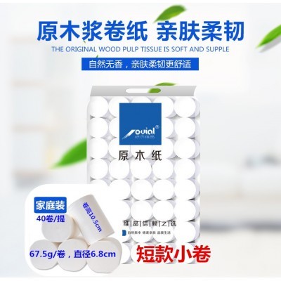 纸杰维品 原生木浆加厚无芯小卷纸卫生纸商用宾馆厕纸40卷/提