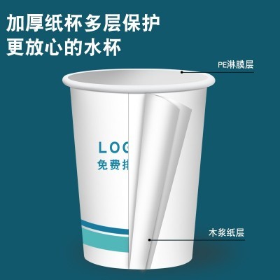一次性纸杯定制印刷logo加厚商务定做批发广告水杯一次性 杯子防烫图2