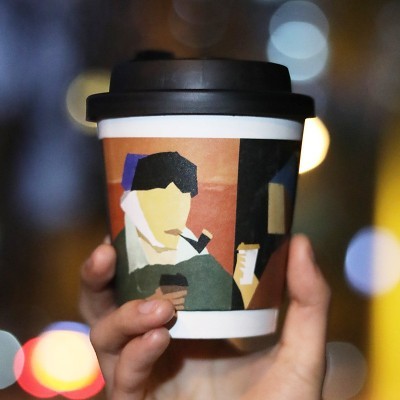 一次性咖啡杯带盖咖啡杯子奶茶热饮外带外卖杯打包杯纸杯l ogo