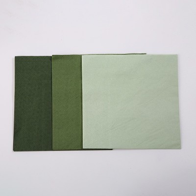 工厂直发33*33CM彩色纸巾派对聚会染色晚餐餐巾纸浅绿/中绿/深绿图6
