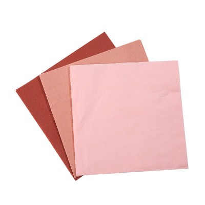 纯色餐巾纸巾批发染色酒红粉色亚马逊鸡尾酒节日派对彩色烫金纸巾