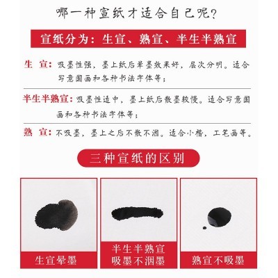 生宣半生半熟宣纸四尺四开初学者书法练习毛笔字国画专用宣纸批发图2