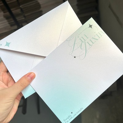 高级珠光纸信封明信片封套定制婚礼请帖邀请函包装纸烫金logo印刷图4