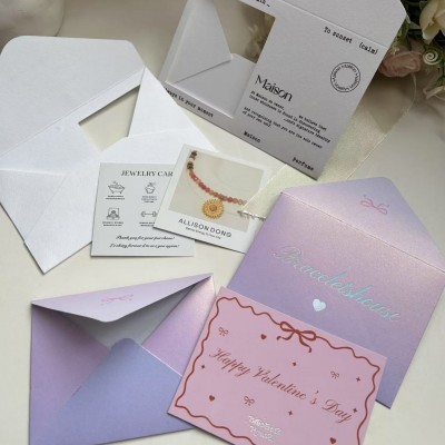 高级珠光纸信封明信片封套定制婚礼请帖邀请函包装纸烫金logo印刷图5