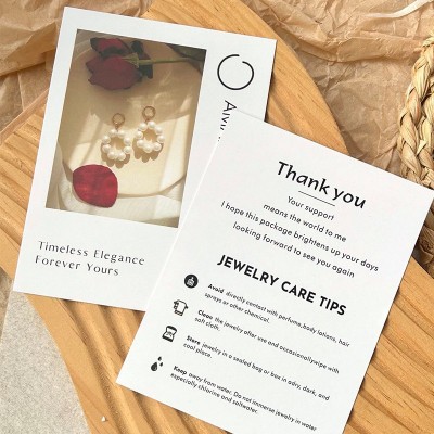 ins风极简网店中英文售后卡珠宝饰品卡片首饰说明感谢保养卡设计图2