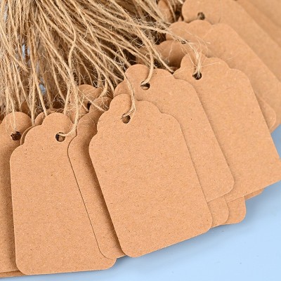 麻绳吊牌源厂现货咖色牛皮纸圣诞礼品装饰签名吊牌手写100套35x45图2
